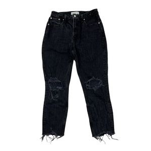 Abercrombie & Fitch Black Distressed Curve Love High Rise Mom Jeans